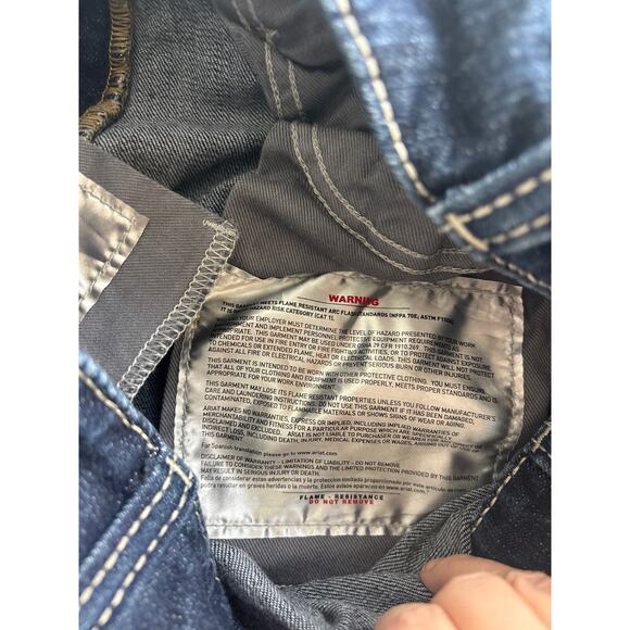 Ariat Fire Resistant Midrise Dark Blue Wash Bootcut Work Jeans Size 28 Short - Picture 9 of 15